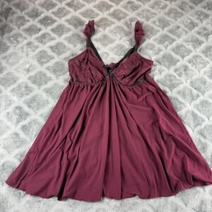 Torrid Babydoll Nightgown Womens 0 Burgundy Lace Mesh Lingerie Sleepwear Plus